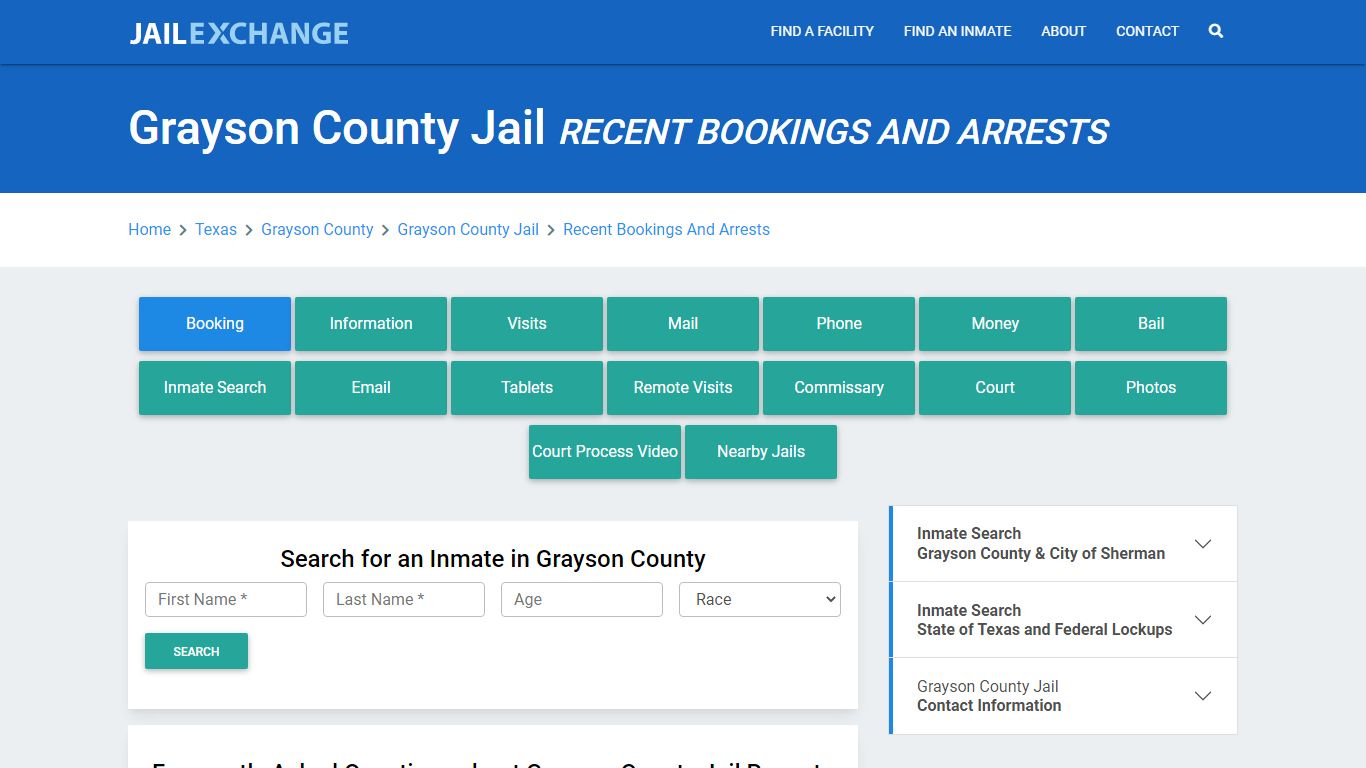 Grayson County Jail TX Recent Arrests and Bookings - Jail Exchange